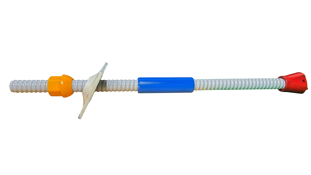 Self-drilling anchor assembly with hollow threaded bar, coupler, bearing plate, anchor nut and drill bit