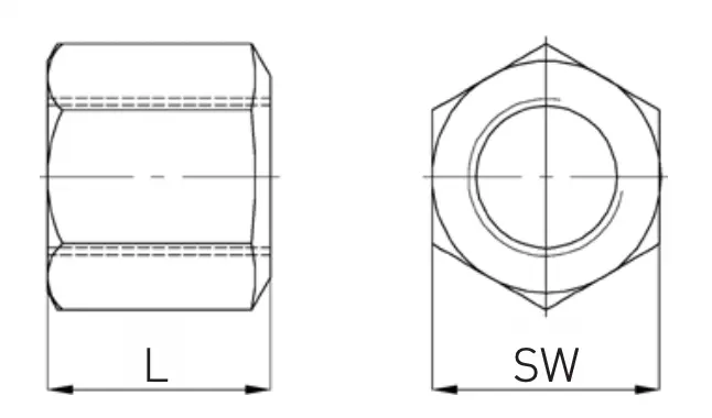 Hex nut for self-drilling hollow bar